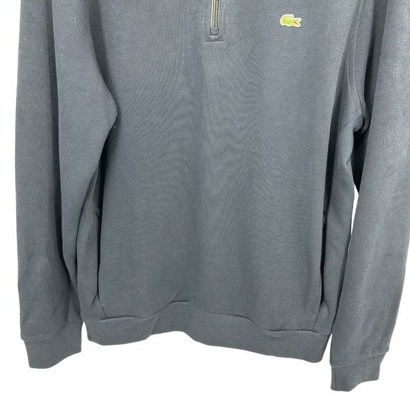 Lacoste Mens 1/4 Zip Pullover Sweater Size 6 XL Dark Blue Knit Cotton Mock Neck - Picture 3 of 15
